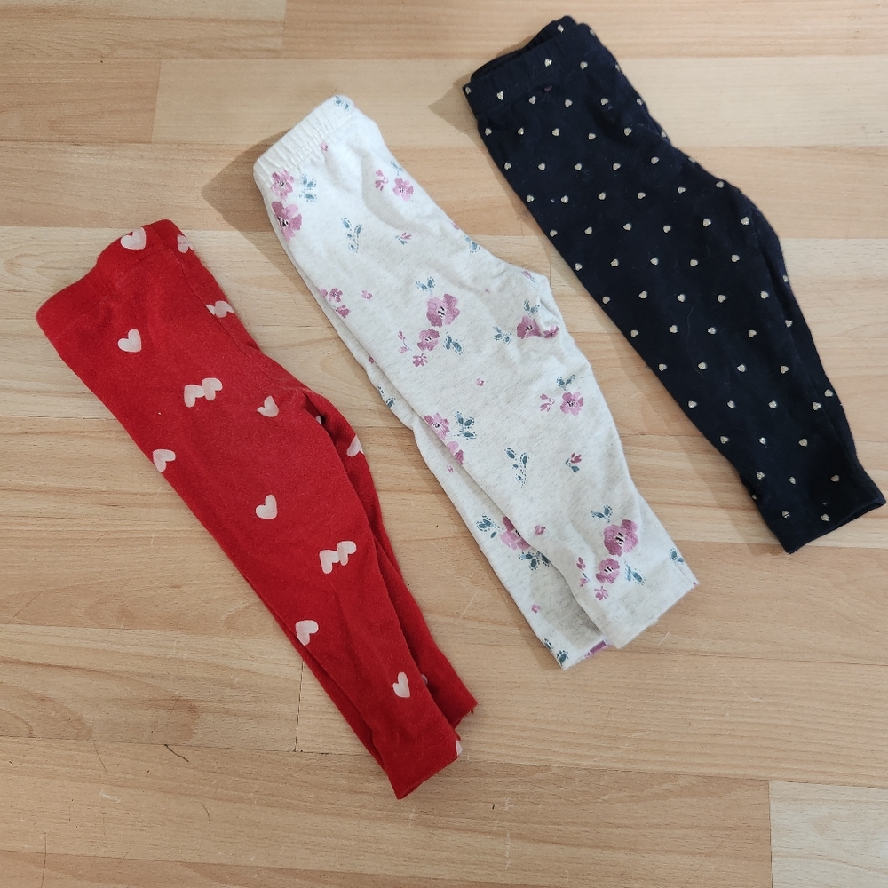 Carter's Baby Leggings Set - Red, Floral, and Black
